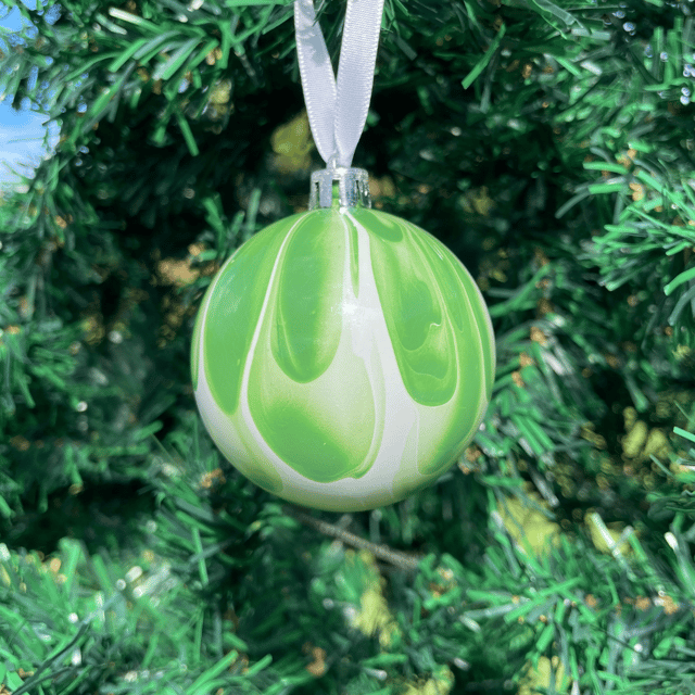 Green and white ornament
