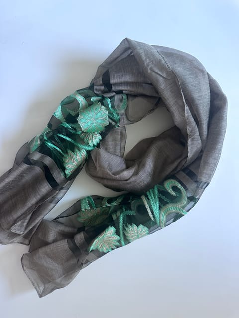 Seagrass Glow Embroidered Scarf